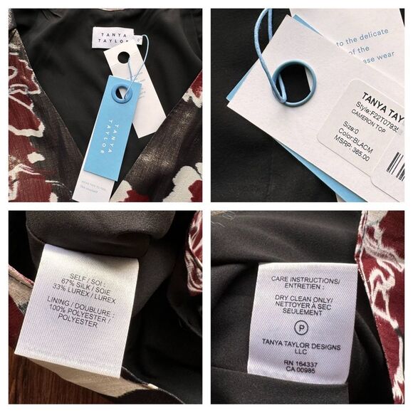 NEW TANYA TAYLOR cameron top in black multi Lame Shimmer 0 - Picture 15 of 17